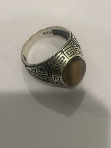 Men’s Handmade Turkish Ring 925 Sterling Silver Oval Tiger’s Eye Ring - Picture 1 of 5