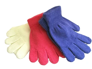 Girls Kids Warm Gloves Lot of 3 Pairs  Pink, White, Purple Size Small     - Picture 1 of 4