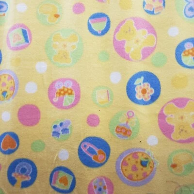 Welcome Baby Rattles/Bears/Teddy/Toys Yellow 60" Fleece Fabric 360g BTY - Image 1 of 2