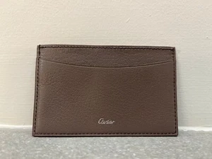 Original Cartier Kartenetui taupefarben mit silbernem Schriftzug - Bild 1 von 3