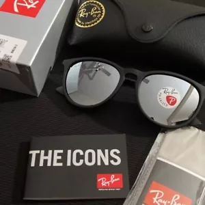 Ray-Ban RB4171 Erika Black Matte 54mm Mirrored Sunglasses - Picture 1 of 4
