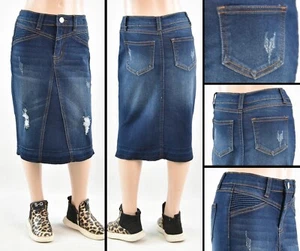 New Little Girls Denim Skirt size 4/6 basic pockets style #RK-79044 dark - Picture 1 of 1