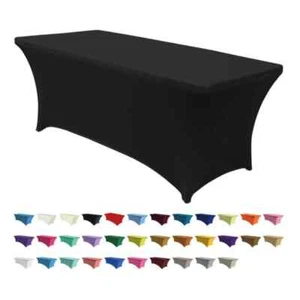 Stretch Spandex Table Cover Fitted Table Clothes for 4/6/8 Foot Rectangle Tables - Picture 1 of 42