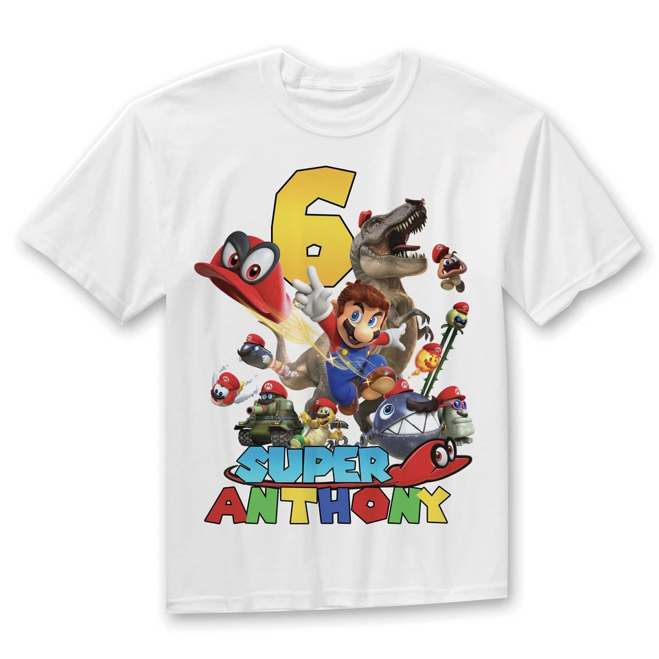 Camisa Personalizada Super Mario Bros Fiesta Cumpleaños Niño, Camisas Cumpleaños Familiares. Foto 1 de 2