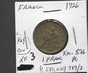 1926- France- XF/ 1 Franc - Picture 1 of 2