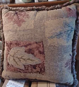 Tapestry Throw Pillow 22" X 22" No Snags, Holes-GREAT SHAPE Vintage Oversized, - Picture 1 of 7