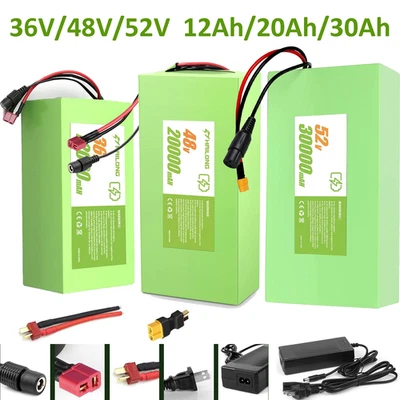 海龙 52V 48V 36V 12Ah 20Ah 30Ah 电动自行车锂电池适用于 200-2000W 电机 BMS — 第 1/4 张图片