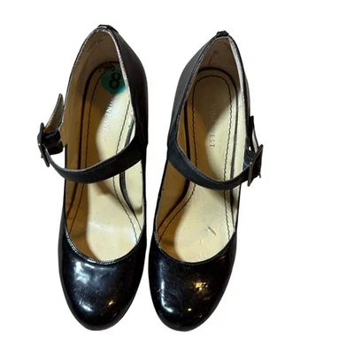 Tacones de cuña Mary Jane de charol negro Nine West para mujer talla 8 Foto 1 de 4