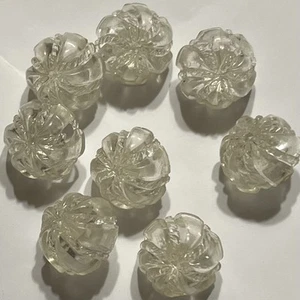 Set Of 8 Vintage Transparent Molded Plastic Domed Floral 1/2" Shank Buttons - Picture 1 of 6