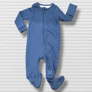 Pijama Footie Cobre Perla Cremallera Azul Talla 0/3 Meses - Imagen 1 de 3