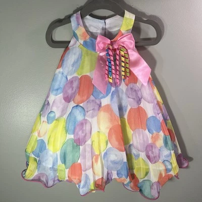 Bonnie Baby Swing Formal Dress, Multicolor Balloons W Bow And Ribbon, Size 6-9M - Image 1 of 4