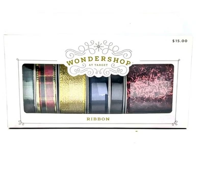 Christmas Ribbon Red/Gold 150ft - Wondershop New 6ct Fabric Gift Wrap Tree Decor - Image 1 of 2
