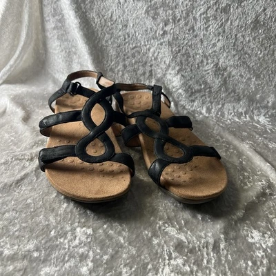 Vionic Women’s Jodie Black  Leather Adjustable Strappy Comfort Sandals Size 8 - Image 1 of 4