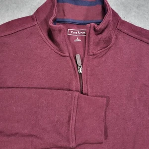 Club Room Mens Large Maroon 1/4 Zip French Rib Long Sleeve Pullover Sweater - Picture 1 of 9