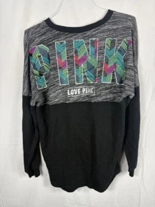 Womens size Medium Victoria's Secret long sleeve colorful logo shirt white dog - Picture 1 of 5