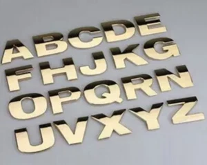 LETTRE CHIFFRE 3D METAL HAUTE QUALITE doré or adhésif auto Chrome voiture - Imagen 1 de 1