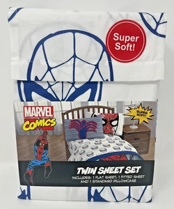 Marvel Comics Spiderman Twin Size Sheet Set - 3 Piece Kid’s Bedding- Super Soft - Picture 1 of 9