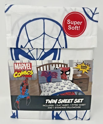 Marvel Comics Spiderman Twin Size Sheet Set - 3 Piece Kid’s Bedding- Super Soft - Image 1 of 4