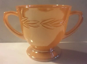Vintage Fire King Sugar Bowl - Leaves Peach Luster - Picture 1 of 3