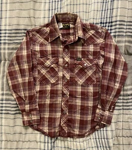 Vintage 80’s Wrangler Long Sleeve Pearl Snap Western Wear YOUTH Size 10 - Picture 1 of 7