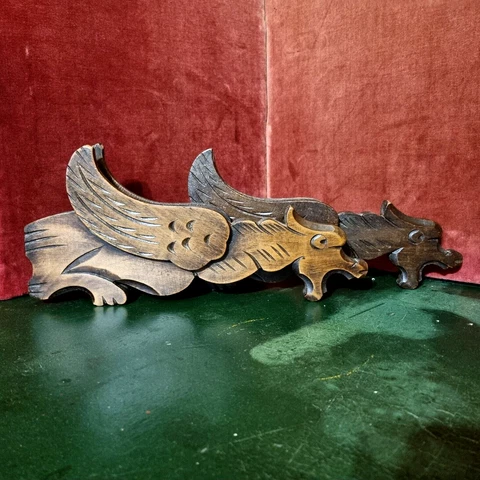 Griffin 2 Vintage French wood carving salvage sconce gothic gargoyle chimera Cover