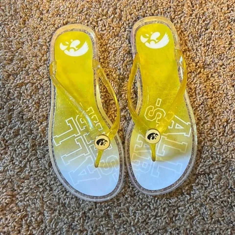 Iowa Hawkeyes Size Medium Women's Jelly Flip Flop [NEW] NCAA Slide Shoes House - Image 1 of 1