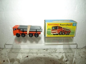 Matchbox Lesney Superfast #MB10-A Pipe Truck w/ type "B" Box 1970 - Imagen 1 de 6