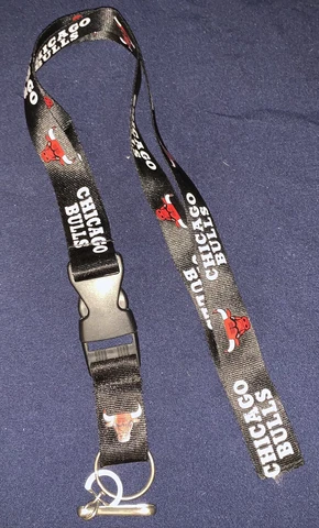 H1 Chicago Bulls Lanyard Keychain Detachable NBA Breakaway Snap Buckle ID BADGE Cover