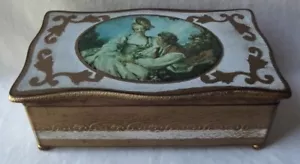 IMPRESSIVE VINTAGE ITALIAN STYLE TOLE FLORENTINE WOOD JEWELRY MUSIC BOX - JAPAN - Picture 1 of 8