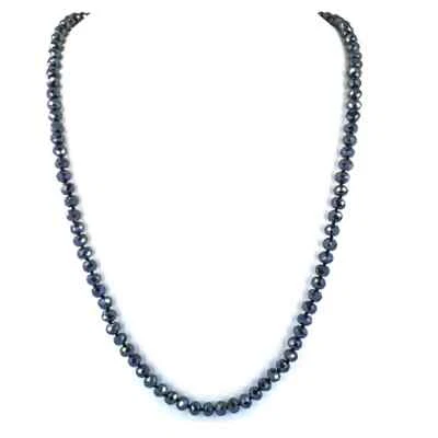 Collar de cuentas de diamantes negros facetados naturales de 5 mm longitud 24 Foto 1 de 4