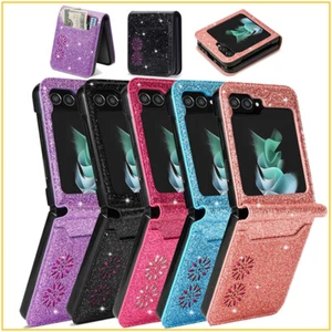 Coque Etui Cuir Pour Samsung Galaxy Z Flip5 Flip4 Flip3 Paillettes Portefeuille - Photo 1 sur 15