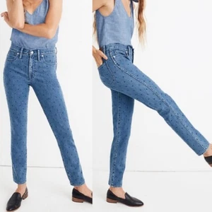 Madewell Women's Slim Straight Jeans Navy Polka Dots Size 28 - Bild 1 von 10