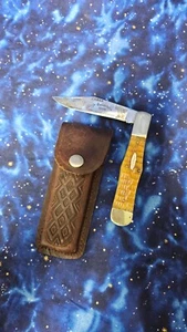 Vintage Ka-Bar Collectors Club 1982 Folding Pocket Knife w Brown Leather Sheath - Picture 1 of 2