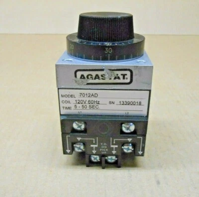 1 NEW AGASTAT 7012AD TIME DELAY RELAY TIME 5-50 SEC 120V 60HZ - Image 1 of 4