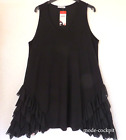 MAGNA świetna tunika sukienka na ramiączkach długi top koszula 52-54 (5) falbanki czarna