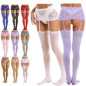 UK Sexy Womens Lace Skirt Suspender Pantyhose Garter Belt Stockings Hosiery - Picture 1 of 67