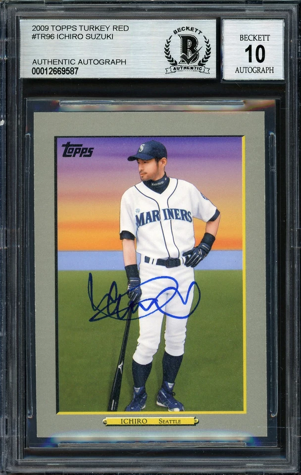 Ichiro Suzuki Signed 2009 Topps Turkey Red Card TR96 Mariners Auto 10 Beckett - Image 1 of 2