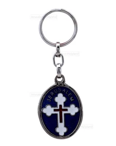 Jerusalem CHRISTIAN CROSS Charm unisex Keyring KeyChain XMAS Crucifix holy gift - Picture 1 of 6