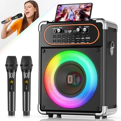 JYX Karaoke-Maschine Mit 2 Mikrofonen Tragbarer Bluetooth-Lautsprecher Mit Led XMAS