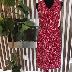 Universal Thread Wrap Dress Womens Large Red Floral Tie Waist Sleeveless V Neck - Picture 1 of 16