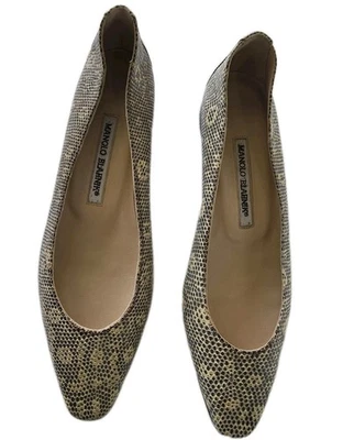 $825 Manolo Blahnik Mujer Gelista Piel de Serpiente Bailarina Zapatos Planos Talla 37 Foto 1 de 4