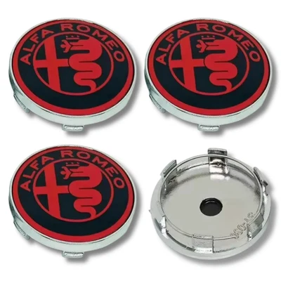 Alloy Wheel Centre Cap Hub x4 For Alfa Romeo 60mm Black Red Many Models Giulia - Image 1 of 4