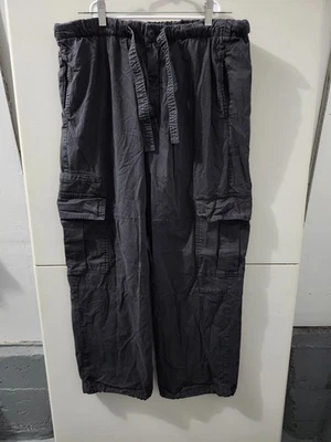 Pantalones Gap Mujer L Negro Sarga Fina CArgo Recto Elástico Cintura Cinturón Soldado Y2K Foto 1 de 4