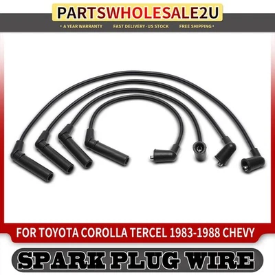 Juego de 4 cables de bujía nuevos para Toyota Corolla Tercel 1983-1988 Chevrolet Nova Foto 1 de 4