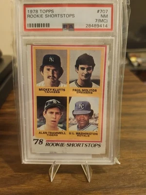 Tarjeta de novato 1978 Topps #707 Rookie Shortstops Moliter & Trammell PSA 7 casi como nueva Foto 1 de 2