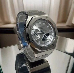 Casio G-Shock GA-2100FF-8AER Completo Plateado Personalizado Caja de Acero Mod Reloj Hombre Regalo - Imagen 1 de 5