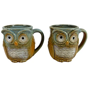 Lindo juego de regalo de tazas de café de cerámica con forma de búho de 12 oz aptas para microondas - Imagen 1 de 10