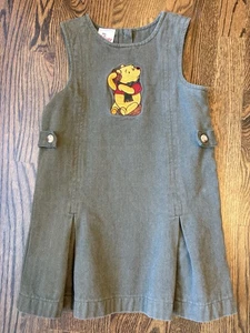 Vestido Jersey Verde Otoño Vintage Winnie the Pooh Disney Store Niñas 6 6X - Imagen 1 de 6