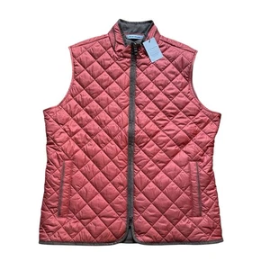 Peter Millar Essex Vest Men’s Size L Burnt Orange Quilted Golf Fleece Lined NWT - Picture 1 of 10