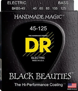 DR BKB5-45 5 string Black Beauties Black Coated Bass Guitar Strings 45-125 MED - Picture 1 of 1